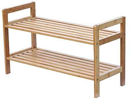 Oceanstar 2 Tier Natural Bamboo Shoe Rack