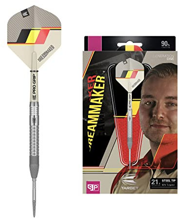 Target Darts Unisex-Adult Dimitri Van den Bergh Dream Maker G1 90% Wolfram Swiss Point Steeldarts-Set Dartpfeile, Sand, Schwarz, Gelb and Roter, 23G
