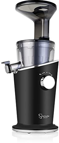 Sana 848 Easy Clean Vertical Juicer - Low Speed 43 RPM - Quiet - 15 Year Warranty Carrots Celery Wheatgrass Greens (Matte Black)