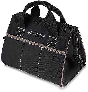 Olympia Tools Werkzeugtasche, 30,5 cm, robuste Werkzeugtasche mit 3 großen Taschen, verstellbaren Schulterriemen und verstärktem 600D-Material