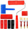 8 Pièces Rouleau Peinture Avec 3 Brosses, Caoutchouc Peinture Effet Bois, Rouleau Peinture Set, Rouleau Peinture Grain de Bois pour le Bricolage Décoration Murale