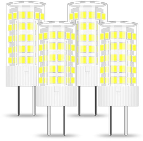 BROLSKUN Lampadina a LED Gy6.35, 12 V, attacco bi-Pin, tipo 2 pin, G6.35, ricambio per lampade alogene JCD LED AC/DC, 12 V, luce bianca diurna, confezione da 4