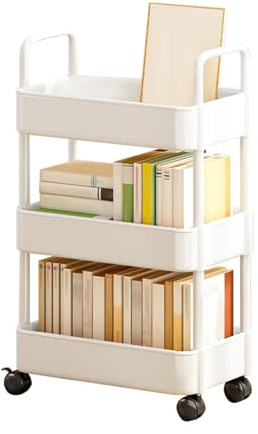 Generisch Rollwagen mit Rädern, Rollbarer Organisationswagen mit 3/4 Ebenen, Griff und Rädern, multifunktionaler Aufbewahrungswagen für die Küche und das Wohnzimmer