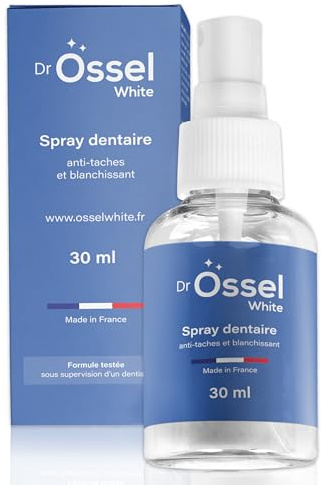 Dr Össel White-Spray buccal haleine fraîche 30 Ml-Spray dentaire anti tache tabac-Anti mauvaise haleine-Spray haleine tartre dentaire-Antibactérienne-Blanchiment dentaire-Goût Menthe-Formule française