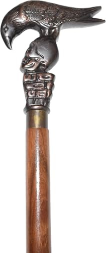 Canne de marche en bois modèle nouveau avec poignée tête d'aigle antique brun - Canne de marche en bois pour Noël - Cadeau vintage