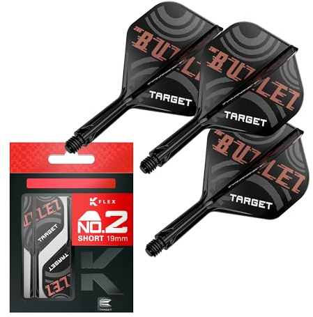Target Darts Stephen Bunting K Flex Voli e Sistema di Alberi, No.2 | Confezione da 3 Aste Kflex All In One, Player Edition Freccette Accessori | Asta per Freccette K-Flex - Corto (19mm)