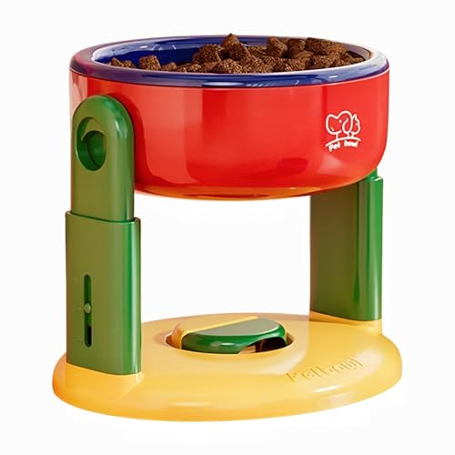 Belijoeuri,Bol Réglable pour Chats et Chiens, 3 Niveaux de Hauteur, Base Ventouse Anti-Renversement, Grand Ouverture Facile à Nettoyer en PP, Gamelle Élevée pour Animaux Domestiques