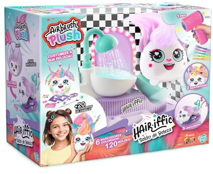 Canal Toys Airbrush Plush Hair'iffic Salon - Barnvänlig mjukisdesign, med airbrush, schabloner och tvättstation, kreativ och återanvändbar (från 6 år)