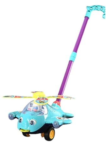 Fenteer Giocattolo con Ruota da Spingere per Le Prime abilità di Sviluppo, Carrello da Spingere, Aereo da Spingere, Giocattolo da Spingere per Bambini di 1, 2, Blu
