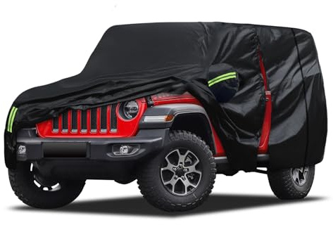 Migaven Car Cover Custom Fit for Jeep Wrangler 2 Door 1987-2026 JK JL CJ YJ TJ, Waterproof Rain Sun Protection with Door Zipper & Inner Cotton