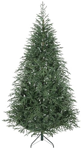 HOMCOM Albero di Natale 210 cm Artificiale con 2942 Rami Ignifughi, Albero Abete di Natale Folto Realistico con Base in Metallo Pieghevole, Facile Montaggio, per Casa e Interni, Verde