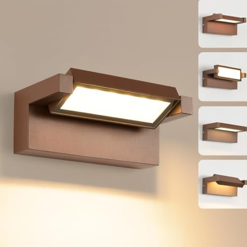 Dopa Dopastore Applique da Parete LED 21W con Paralume Inclinabile di 240° Lampada da Muro Design Moderno per Ambienti Esterni IP65 (Marrone)