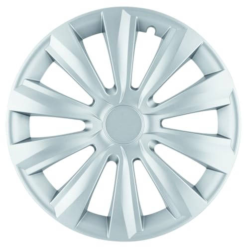 Delta – Enjoliveurs de Roues 14 Pouces, Universels, Set de 4, Couleur Argent, Plastique ABS, Système de Clic Facile, pour Jantes Acier, Fabriqués en Union Européenne