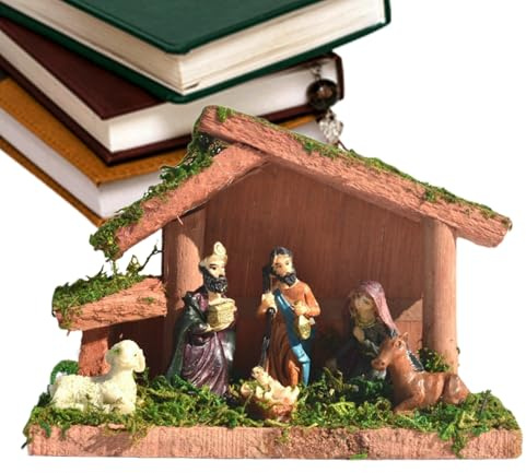 Générique Crèche de Noël Complète, Décoration Religieuse pour Fêtes, Figurines de Noël avec Étable et Santons, pour Intérieur Maison Bureau Ferme Fêtes Chrétiennes