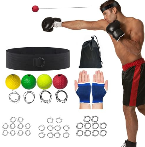 Palla di reazione per boxe, allenamento | Reaction Fitness | Set di palline e fascia per allenamento da boxe, per uomini, donne, principianti, giovani, professionisti, soggiorno, camera da
