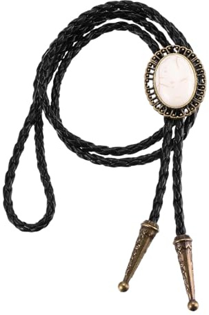 PATIKIL Bolo slips för män, western cowboy läder slips ädelsten bolo slips halsband kohud rep slips för kvinnor män