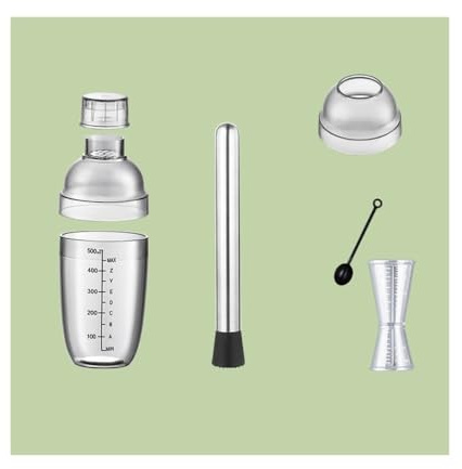 Cocktailshaker 5-delat set med förtjockade blandningsglas, handskakare for mjölkte och cocktail(S)