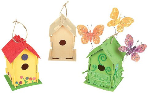 Fun Express Birdhouse Kits for Kids, DIY Craft for Kids, 12 Houses to Build and Decorate, Great for School, Spring and Summer Crafting Activities - VBS Vacation Bible School Supplies/Decor