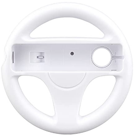 OSTENT Mario Kart Racing Games Steering Wheel Compatible for Nintendo Wii Remote Controller Color White