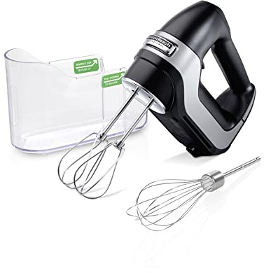 Hamilton Beach Professional 5-Speed Electric Hand Mixer with High-Performance DC Motor, Slow Start, Snap-On Storage Case, Stainless Steel Beaters & Whisk, Black (62651)
