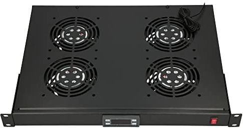 Extralink, Fan Panel, 4 Fans, for Server Cabinet, Standing Cabinet, with Thermostat, 19 Inch Network Cabinet, Temperature Control, Built-in Fuse, Digital Temperature Display