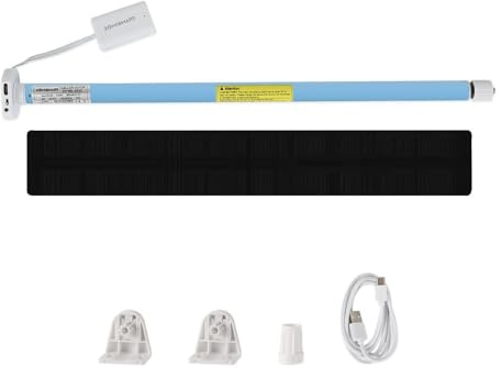 Uppladdningsbar Zigbee-rullgardinmotor för 17/25/2 mm rör, intelligent persiennmotor, automatisk gardinöppnare med app/språk, Tuya Zigbee-hub krävs (+ solpanel, ingen fjärrkontroll)