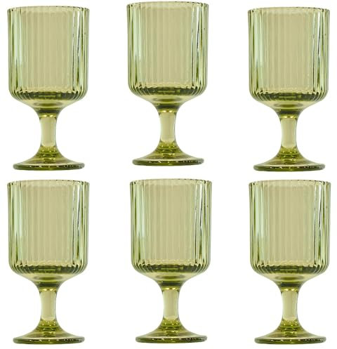 KEDEA 6 Wasserkelch mit Glanzeffekt, elegantes Rotweinglas, spülmaschinenfest, Gläser aus Pasta Farbe, mehrfarbig Kollektion Charleston Wasserglas Farbe Grün