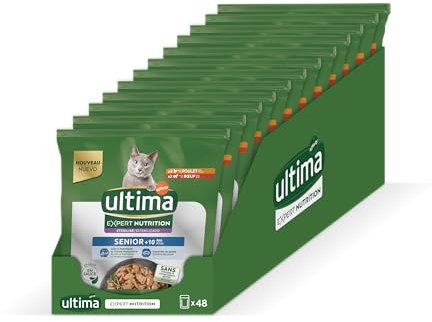 Ultima Expert Nutrition Comida Húmeda para Gatos Esterilizados - Senior +10 años - Caja de 12 x (4x70g)