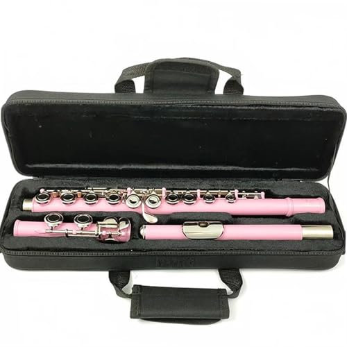 LJRRTYQ Querflöte Rosa Vernickelt Flöte Mit E-Taste 16 Schließen Löcher C-Tasten Instrument Cupronickel Beschichtet