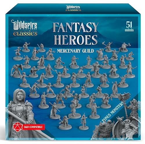 Héros classiques - Guilde des Mercenaires - 51 personnages à peindre pour figurines DND en masse I 28mm Donjons et Dragons D&D I Minis DND D&D pour figurines Donjons et Dragons compatibles Pathfinder
