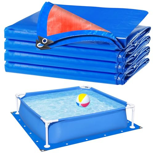 RGJ 4,5 m Poolfolie für oberirdische Pools, verdickte Poolmatte für unter Pool, zweifarbige Pool-Bodenmatte, Bodenmatte für Poolboden, Pannenschutz und längere Lebensdauer der Auskleidung