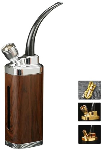 HGTRH Tobacco Pipes for Smoking, Water Cigarette Cigar Pipes Hookah Tobacco Accessorie Zinc Alloy Material Transparent PP Inner Liner Cigarette Smoking Pot/Cigarette Pot Wood Pattern