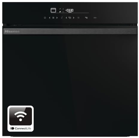 Hisense 59.5 cm Electric Single Oven, A+ Energy Rating, 21 Programmes, LED Display, Touch Control, Pyrolytic Self-Cleaning, Jet Black