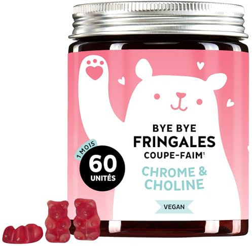 Bye Bye Fringales Coupe-Faim – Avec du Chrome et de la Choline – Pour maintenir une glycémie normale – 60 unités (1 mois) – Sans Sucres Ajoutés, Vegan – Bears with Benefits