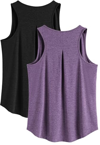 PINSPARK 2-pack sport linne damer yoga sport topp snabbtorkande ärmlös racerback sporttopp sommar andas fitness löpartröja jogging gym linne