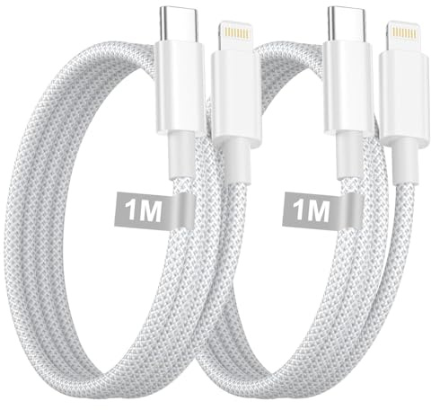 Cable iPhone Carga Rapida 1M 2Pack, [MFi Certificado] Cable USB C a Lightning Nailon Trenzado Cordón Cabo Lightning cable Cargador iPhone para Apple iphone 14 13 11 Pro Max X 8 6s Plus SE iPad,AirPods