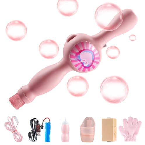 Fog Bubble Machine for Kids, Rechargeable Automatic Electric Smoke Bubble Machine, Magic Smoke Bubble Maker,Elastic Bubble Fog Wand for Parties, Beaches, Summer (pink)
