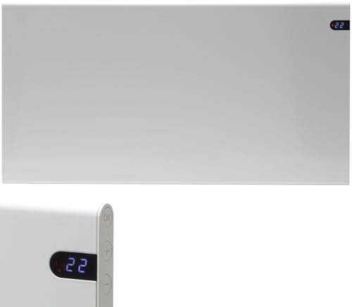 Adax Neo Electric Panel Heater/Convector Radiator With Timer, Thermostat, Modern, Slimline, Wall Mounted, White, 800W