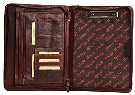 FFelsenest Schreibmappe A4 Konferenzmappe Leder Dokumentenmappe … (cognac)