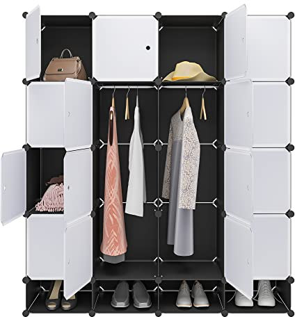 WOLTU Armario Modular Estantería por Módulos DIY, Armario de 20 Cubos con Puertas, para Almanceje de Ropa, Juguetes, Zapatos SR0090sw