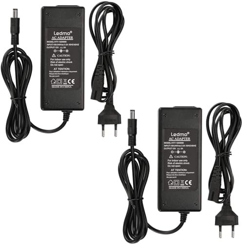LEDMO 2 Pack Alimentation Adaptateur,Transformateurs 12V 5A/6A,Transformateurs Bande 60W/70W Chargeur pour PC Portable, LED Ruban, LCD TFT Monitors, DVD, TVs etc