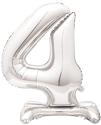 Majestic Silver 4 - Shaped Foil Balloon (76cm) - Elegant & Standalone Party Decor- Perfect for Milestone Celebrations - 1 Pc