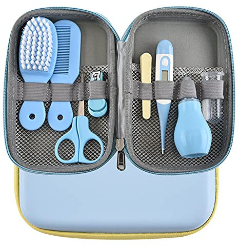 Baby Pflegeset, MKNZOME 8 teilige Babypflegeset Erstausstattung Neugeborene mit Tragetasche Sicherheit Baby Nagel Kit für Neugeborene Säugling Kleinkind Gesundheitswesen & Pflege