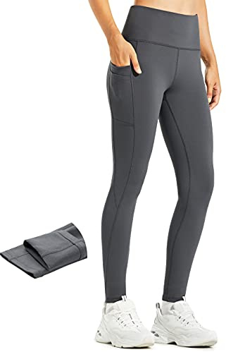 Libin Mujer Invierno Leggins Termicos Pantalones Impermeable Mallas Termicas Cálido Elásticos Pantalon de Senderismo con Bolsillos, Gris Oscuro, L