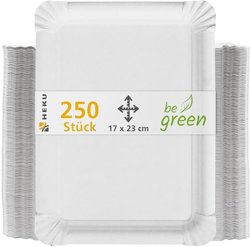 Heku Lot de 250 assiettes en carton Blanc 17 x 23 cm