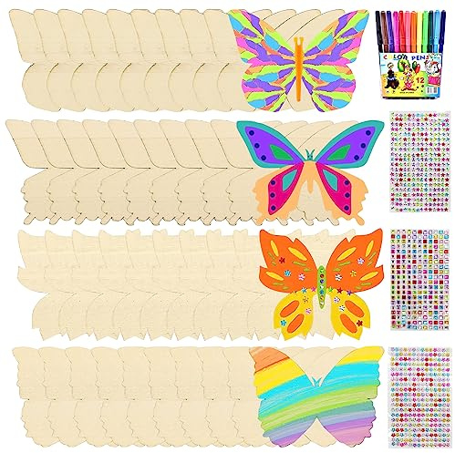 JOKILY Kit de bricolage en bois pour le bricolage et la peinture, avec 12 crayons de couleur et 3 autocollants avec diamants