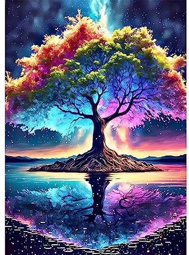 NAIMOER Tree Diamond Painting Kits för vuxna barn, 5D diamantmålning bilder träd, vuxna, gör-det-själv, 5D diamantmålning, landskap, diamantmålningsset för heminredning, 30 x 40 cm
