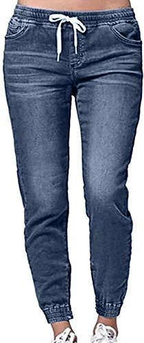 Pantaloni da jogging in denim da donna 2023 alla moda casual con coulisse Pull On Jeans in denim invecchiato con polsino elastico Pantaloni estivi comodi alla caviglia Pantaloni da corsa italiani da