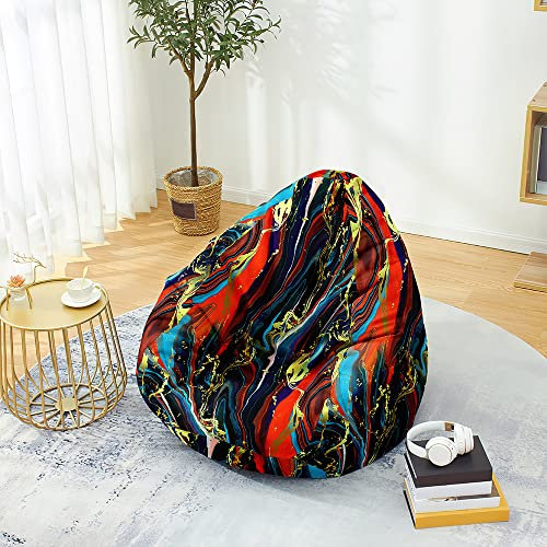 Mateju Sitzsack, Gemütlich Sitzsack Kinder, Sitzsack Erwachsene Oder als Gaming Bean Bag, 3D Marmorbruch Garten Relaxo Sitzsack Geeignet für Lnnen Oder Balkon zum Liegen (XL,Schwarz Rot)