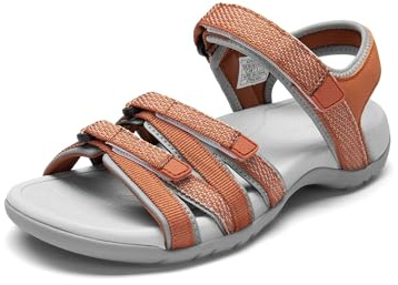 DREAM PAIRS Womens Comfortable Hiking Walking Sandal with Adjustable Hook and Loop Strap, Sports, Travel,Summer Beach Outdoor Light Weight Water Shoes,Size 10,Orange,SDSA2403W